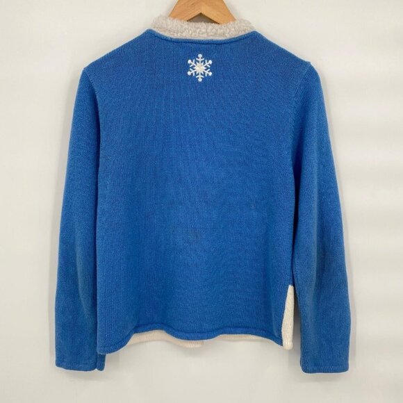 Cristal Kobe Ugly Christmas Tree Sweater Cardigan S Vintage Blue Embroidered - Picture 2 of 6